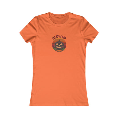 Halloween Glow Up Pumpkin — Retro Autumn Sunset Women's Tee (Light)