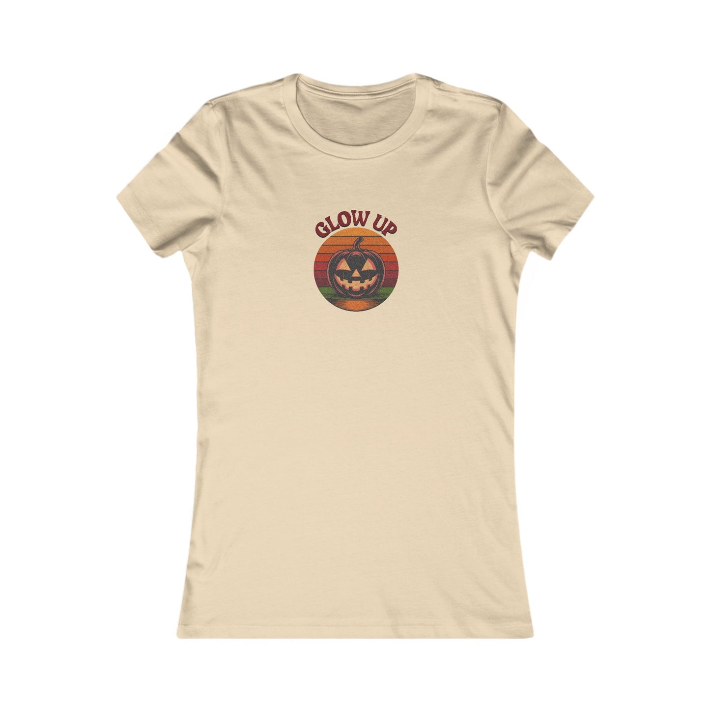 Halloween Glow Up Pumpkin — Retro Autumn Sunset Women's Tee (Light)