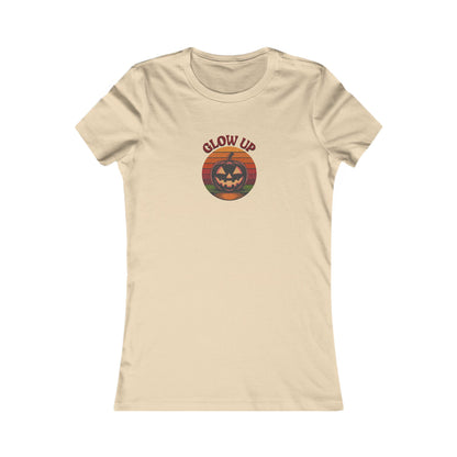 Halloween Glow Up Pumpkin — Retro Autumn Sunset Women's Tee (Light)