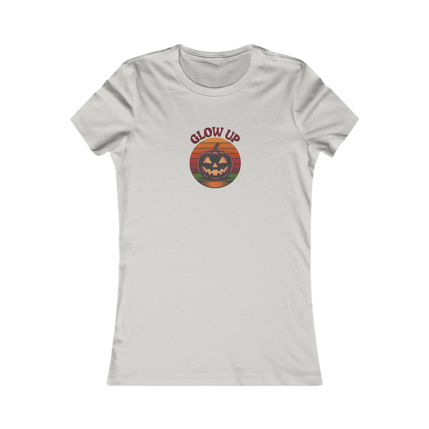 Halloween Glow Up Pumpkin — Retro Autumn Sunset Women's Tee (Light)
