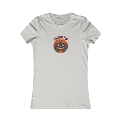 Halloween Glow Up Pumpkin — Retro Autumn Sunset Women's Tee (Light)