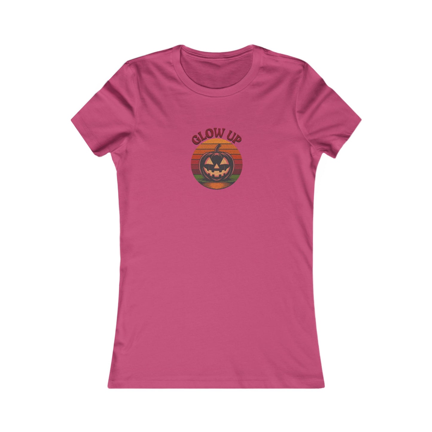 Halloween Glow Up Pumpkin — Retro Autumn Sunset Women's Tee (Light)