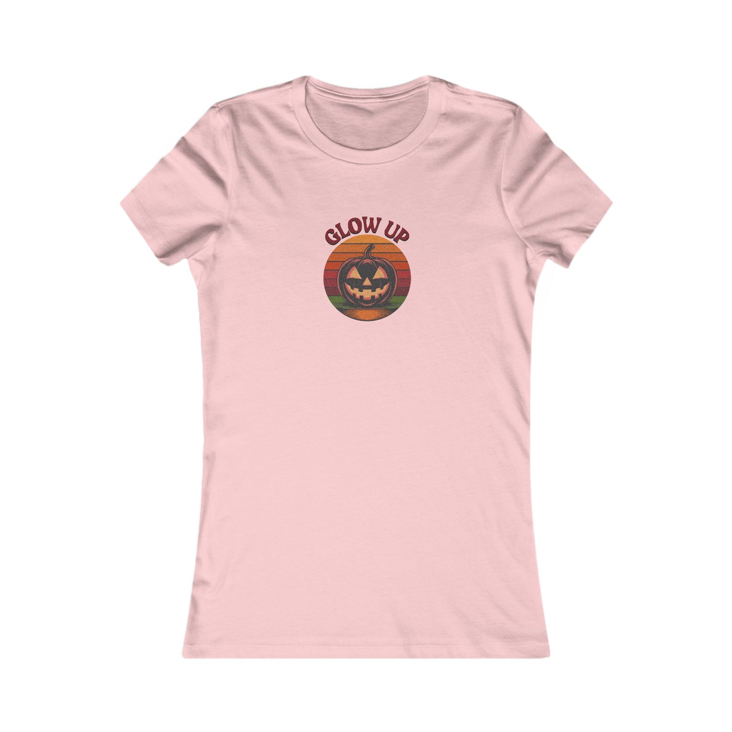 Halloween Glow Up Pumpkin — Retro Autumn Sunset Women's Tee (Light)