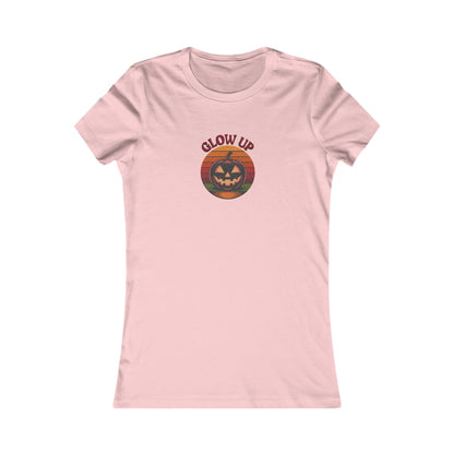 Halloween Glow Up Pumpkin — Retro Autumn Sunset Women's Tee (Light)