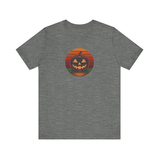 Retro Jack: Bold Grin — Halloween Sunset Tee (Light)