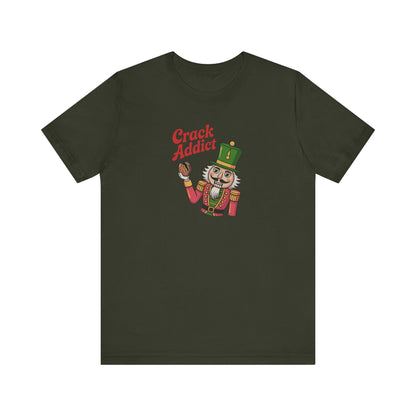 Crack Addict Nutcracker — Vintage Christmas Retro Tee (Dark)