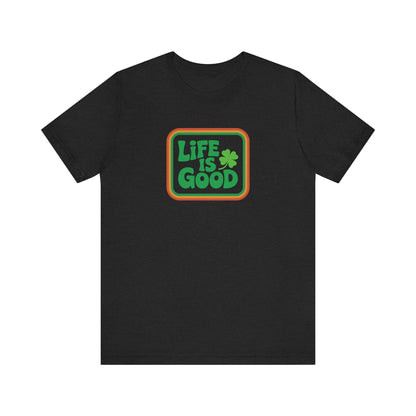 Life Is Good, Shamrock Style — St. Patrick’s Retro Tee (Dark)
