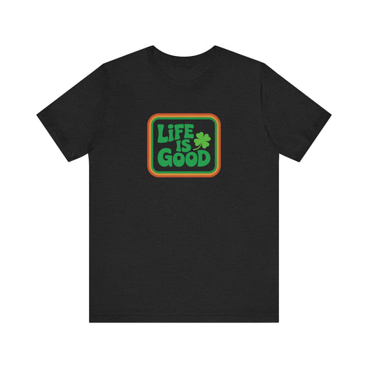 Life Is Good, Shamrock Style — St. Patrick’s Retro Tee (Dark)