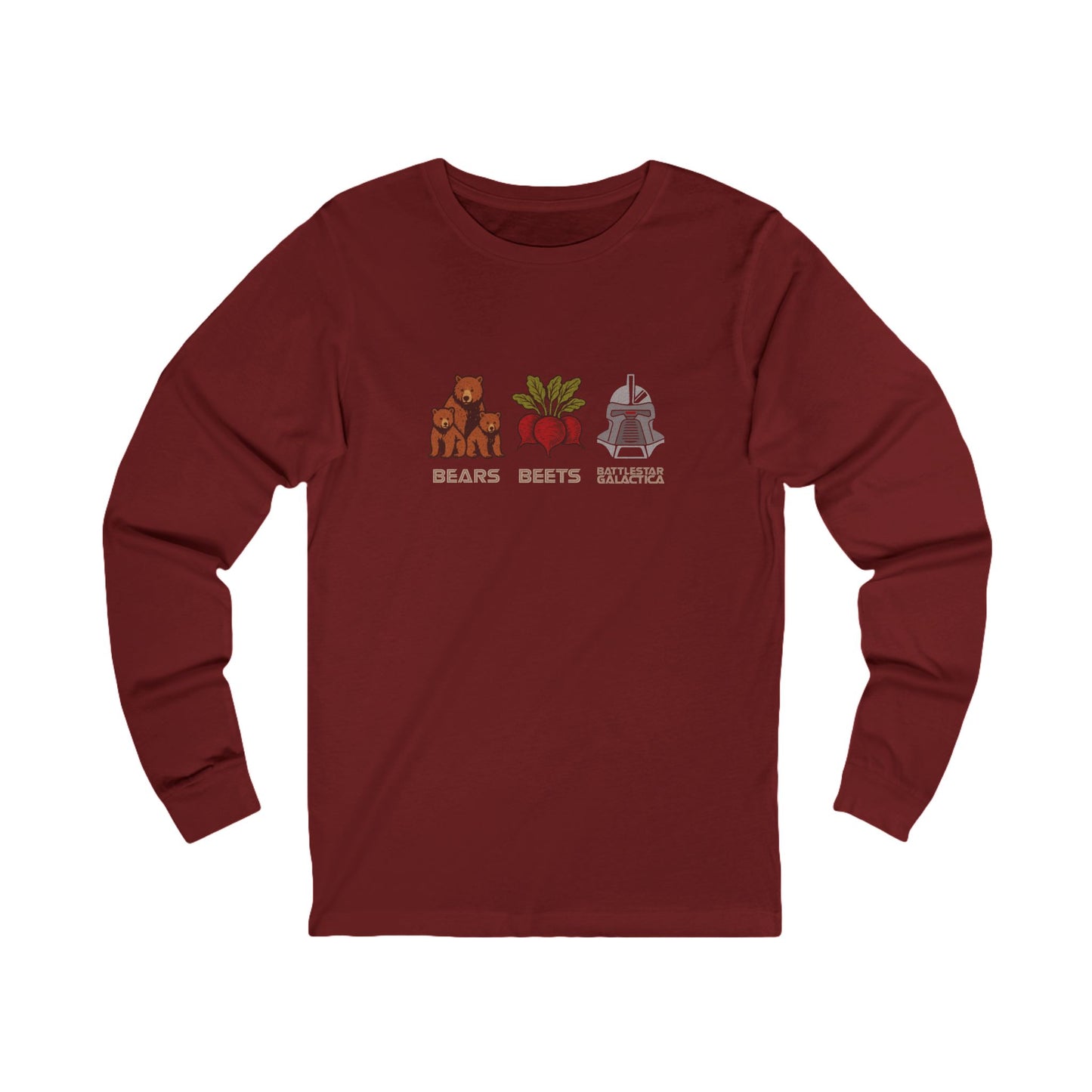 Bears, Beets, Battlestar (Captions) — Retro Long Sleeve (Dark)