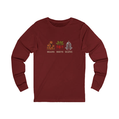 Bears, Beets, Battlestar (Captions) — Retro Long Sleeve (Dark)