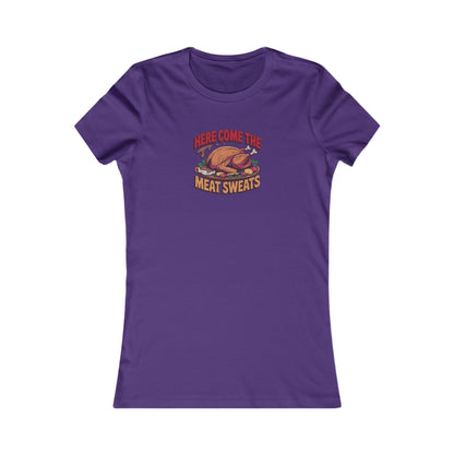 Here Come the Meat Sweats — Friends Thanksgiving Women's Tee (Dark)