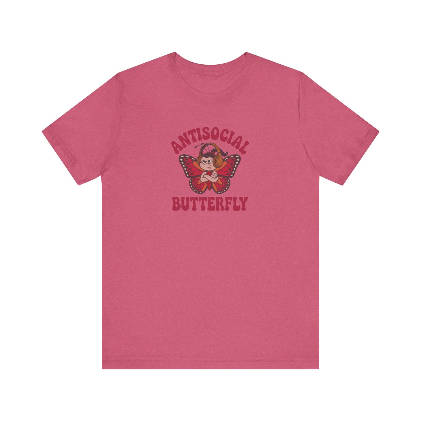 Antisocial Butterfly (Female) — Retro Workout Tee (Light)