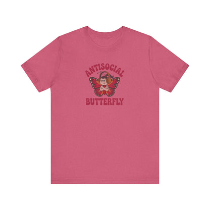 Antisocial Butterfly (Female) — Retro Workout Tee (Light)