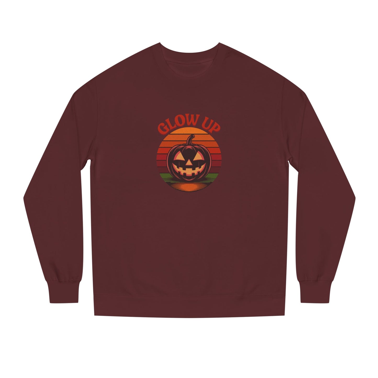 Halloween Glow Up Pumpkin — Retro Autumn Sunset Sweatshirt (Dark)