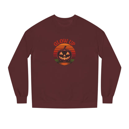 Halloween Glow Up Pumpkin — Retro Autumn Sunset Sweatshirt (Dark)