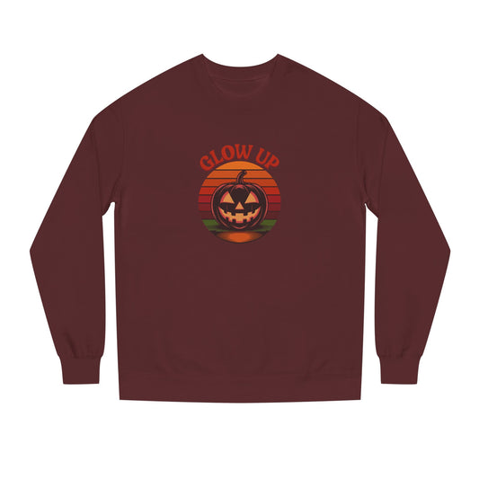 Halloween Glow Up Pumpkin — Retro Autumn Sunset Sweatshirt (Dark)