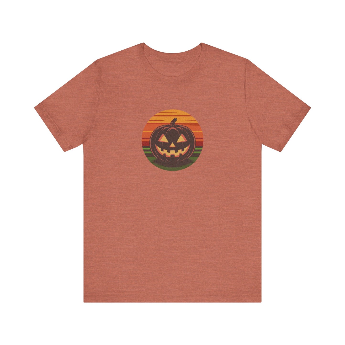 Retro Jack: Glowing Classic — Halloween Sunset Tee (Light)