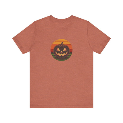 Retro Jack: Glowing Classic — Halloween Sunset Tee (Light)