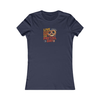 Live Every Day Like Pretzel Day — Stanley Hudson Retro Women's Tee (Dark)