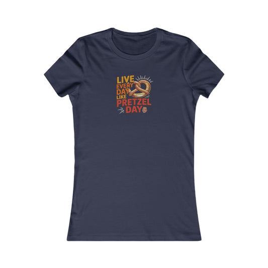 Live Every Day Like Pretzel Day — Stanley Hudson Retro Women's Tee (Dark)