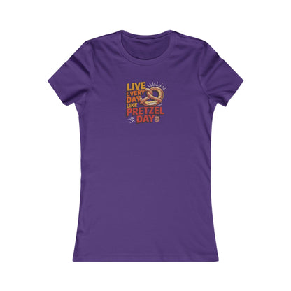 Live Every Day Like Pretzel Day — Stanley Hudson Retro Women's Tee (Dark)