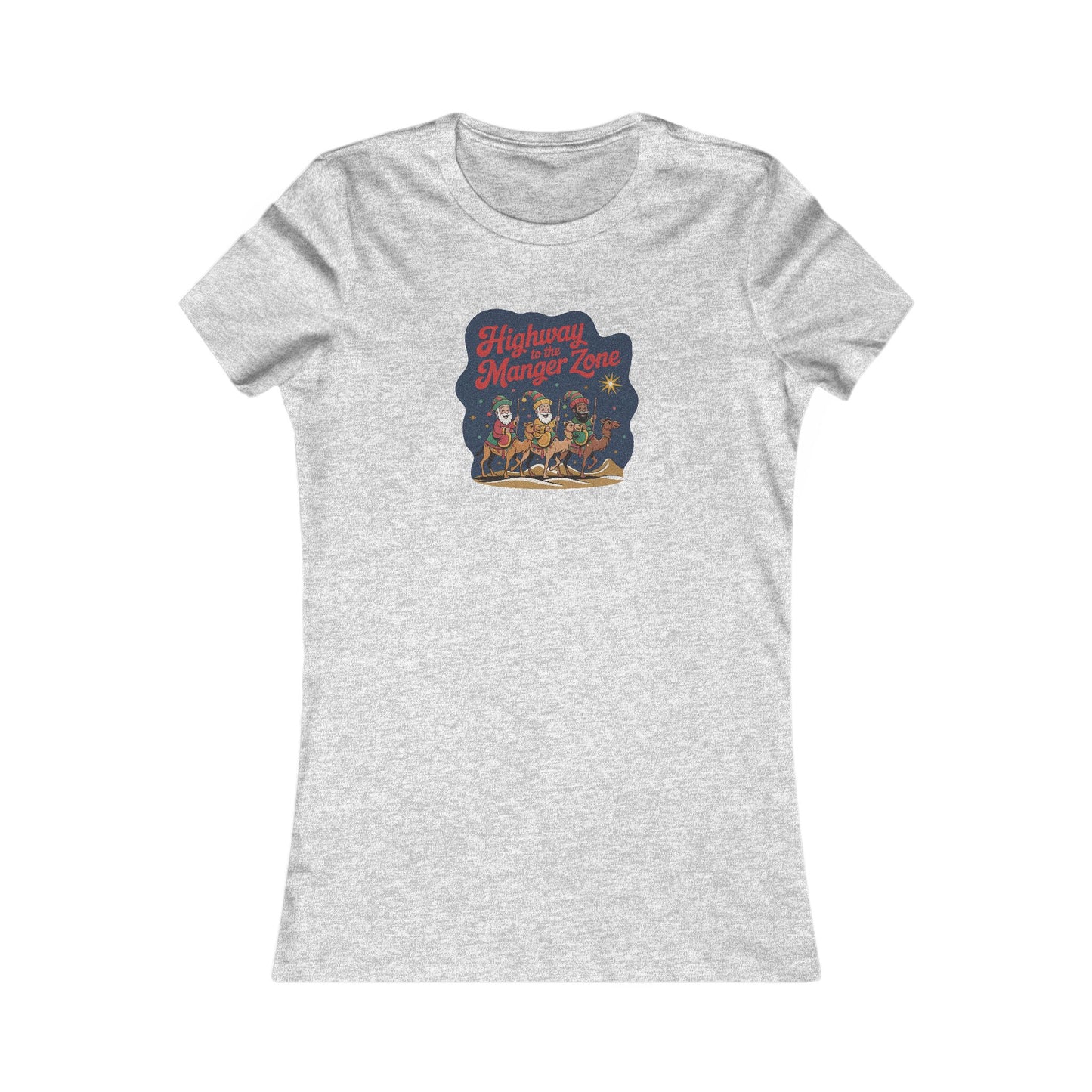 Highway to the Manger Zone — Top Gun Christmas Retro Women's Tee (Light)
