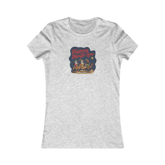 Highway to the Manger Zone — Top Gun Christmas Retro Women's Tee (Light)