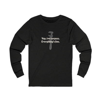 Yep, Two Corpses. Everything’s Fine — Clue Retro Long Sleeve (Dark)