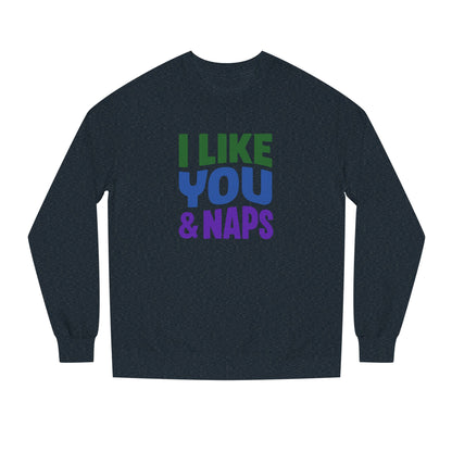I Like You & Naps (Cool Gradient) — Retro Loungewear Sweatshirt (Dark)