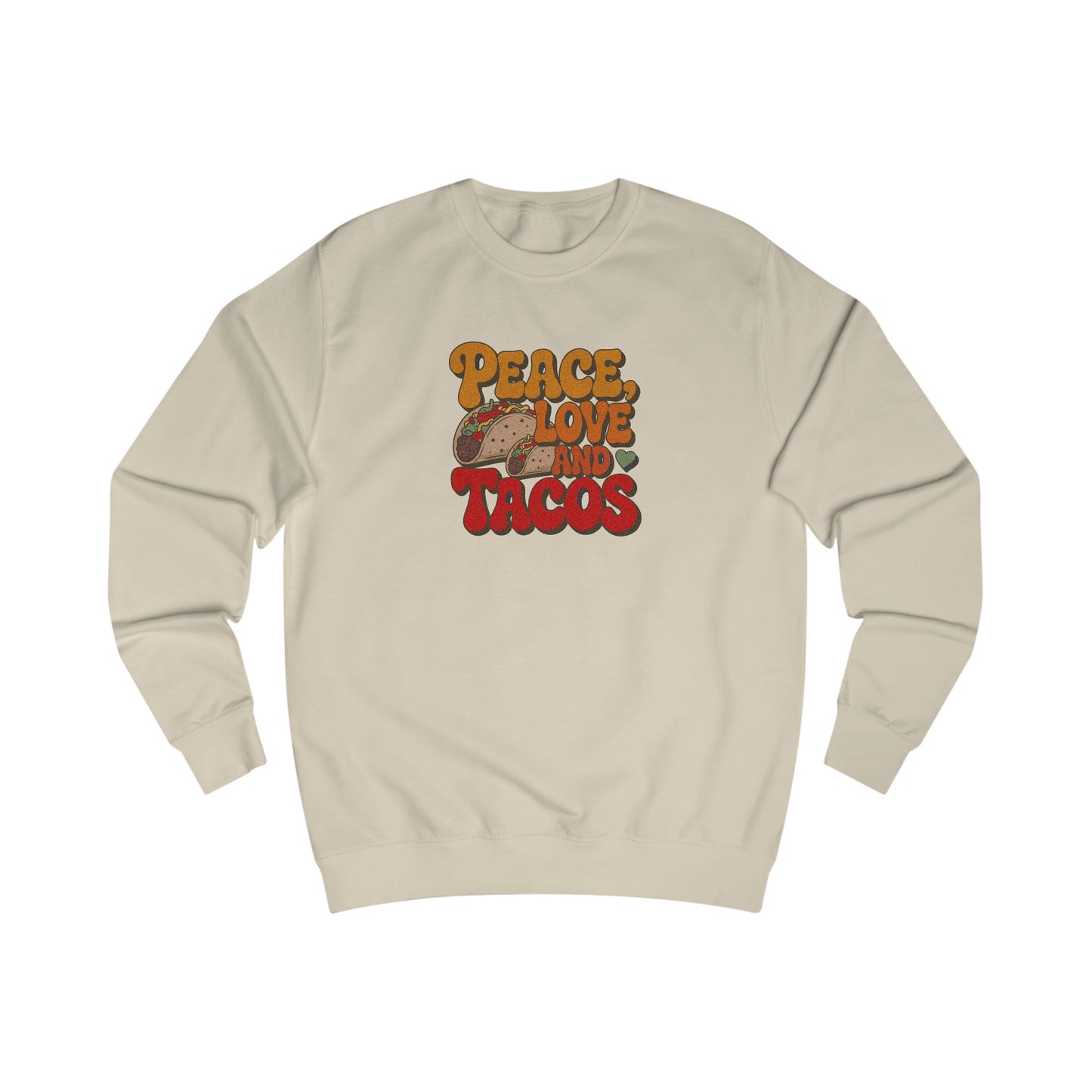 Peace, Love, and Tacos — Retro Foodie Sweatshirt (Light)