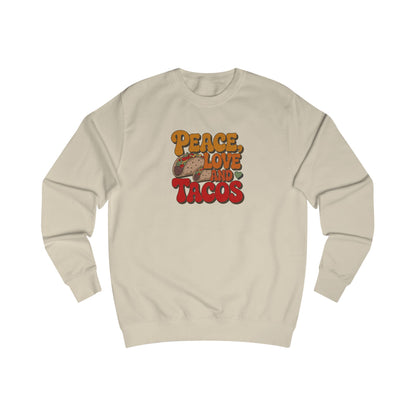 Peace, Love, and Tacos — Retro Foodie Sweatshirt (Light)