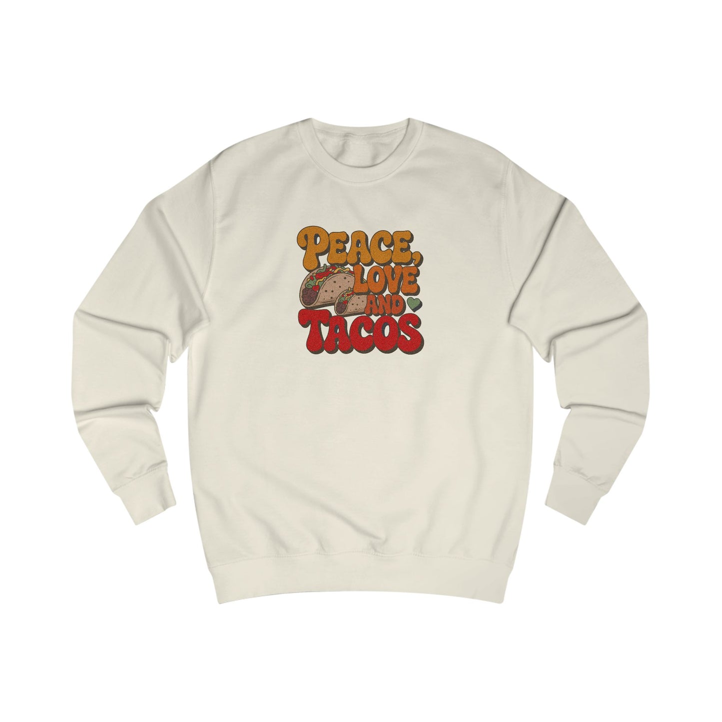 Peace, Love, and Tacos — Retro Foodie Sweatshirt (Light)