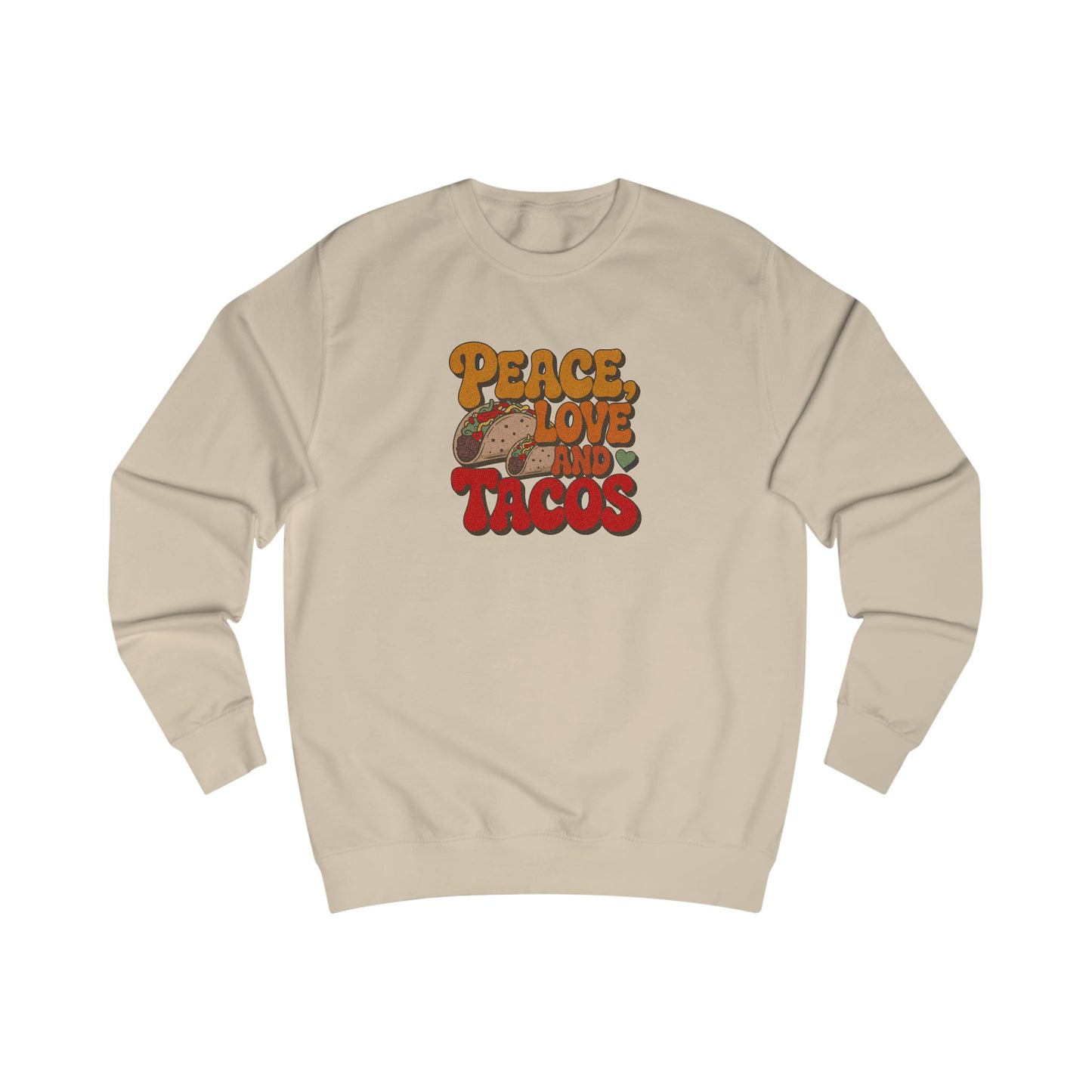 Peace, Love, and Tacos — Retro Foodie Sweatshirt (Light)