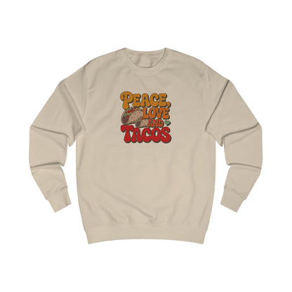 Peace, Love, and Tacos — Retro Foodie Sweatshirt (Light)