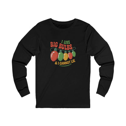 I Like Big Bulbs and I Cannot Lie — Christmas Lights Retro Long Sleeve (Dark)