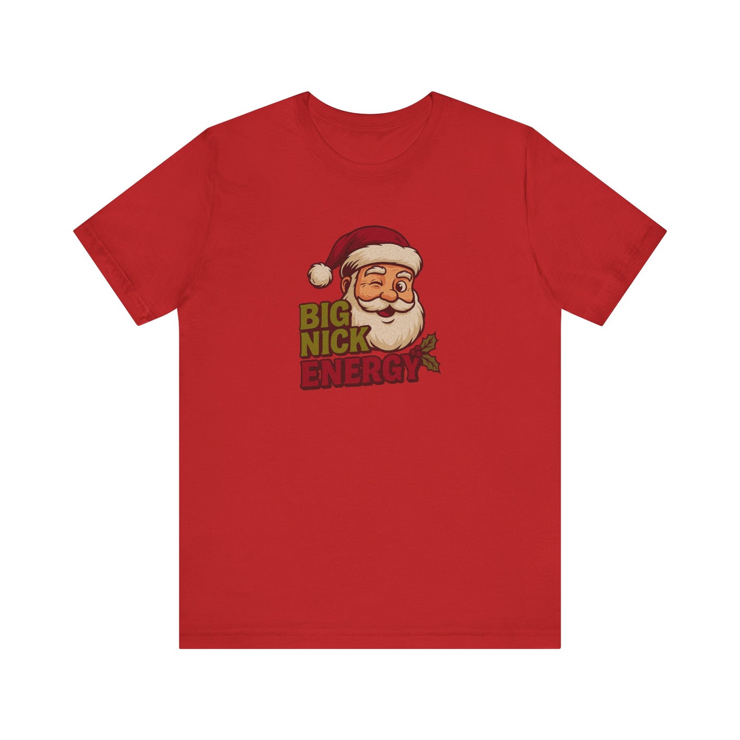 Big Nick Energy — Retro Santa Christmas Tee (Light)