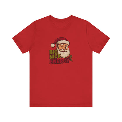 Big Nick Energy — Retro Santa Christmas Tee (Light)
