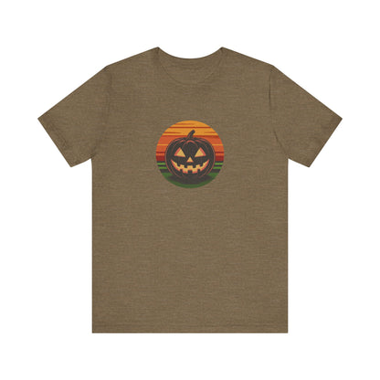 Retro Jack: Glowing Classic — Halloween Sunset Tee (Light)