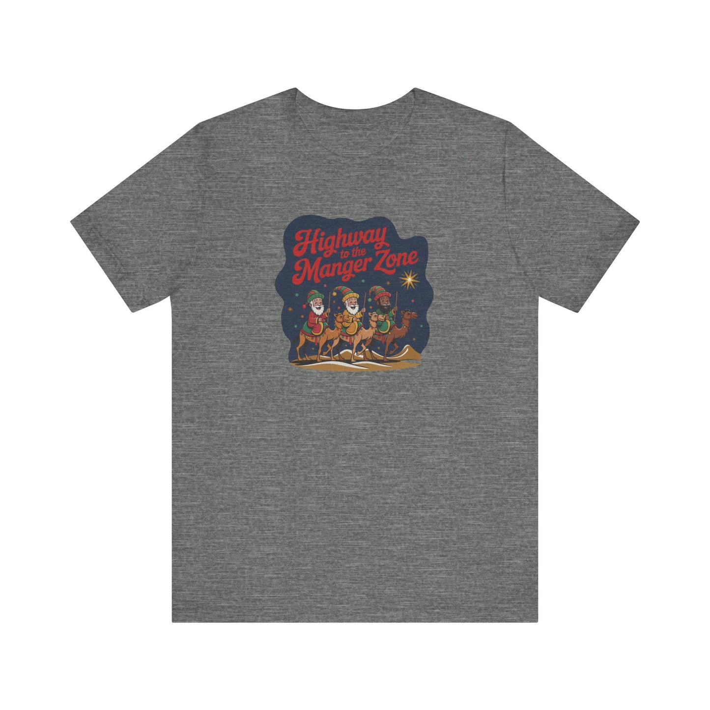 Highway to the Manger Zone — Top Gun Christmas Retro Tee (Light)