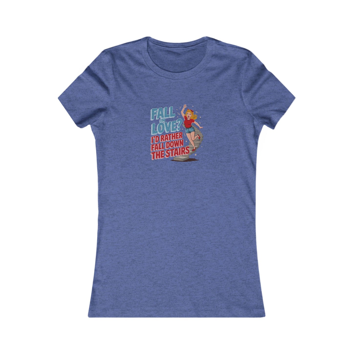 Fall in Love? I'd Rather Fall Down the Stairs — Retro Women's Tee (Dark)