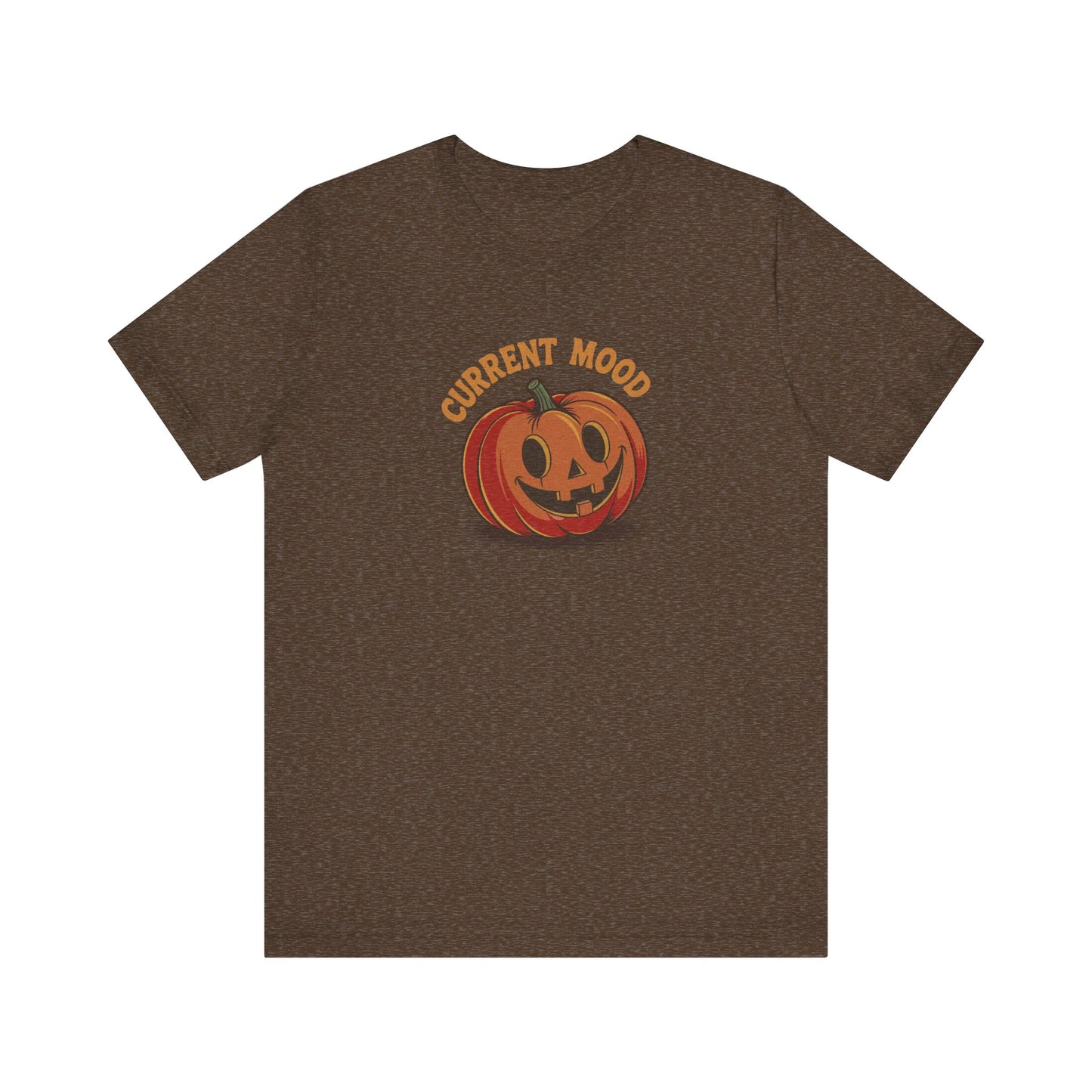 Current Mood (Cute Pumpkin) — Retro Halloween Tee (Dark)