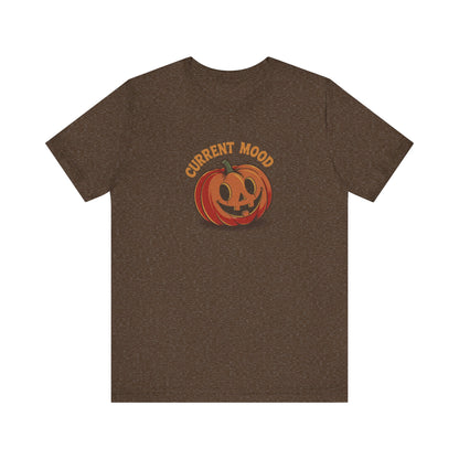 Current Mood (Cute Pumpkin) — Retro Halloween Tee (Dark)