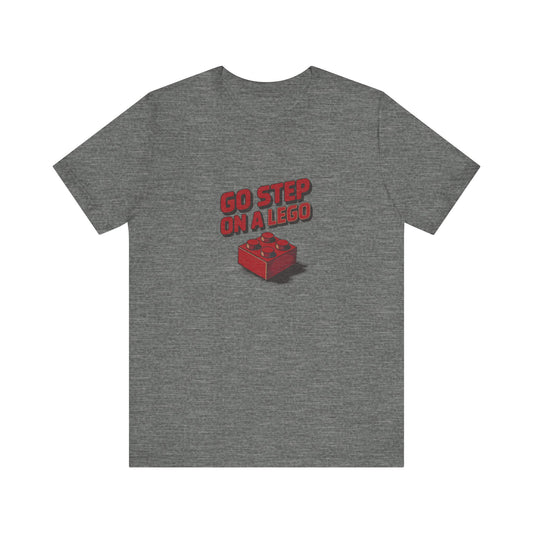 Go Step on a LEGO — Red Plastic Brick Retro Tee (Light)