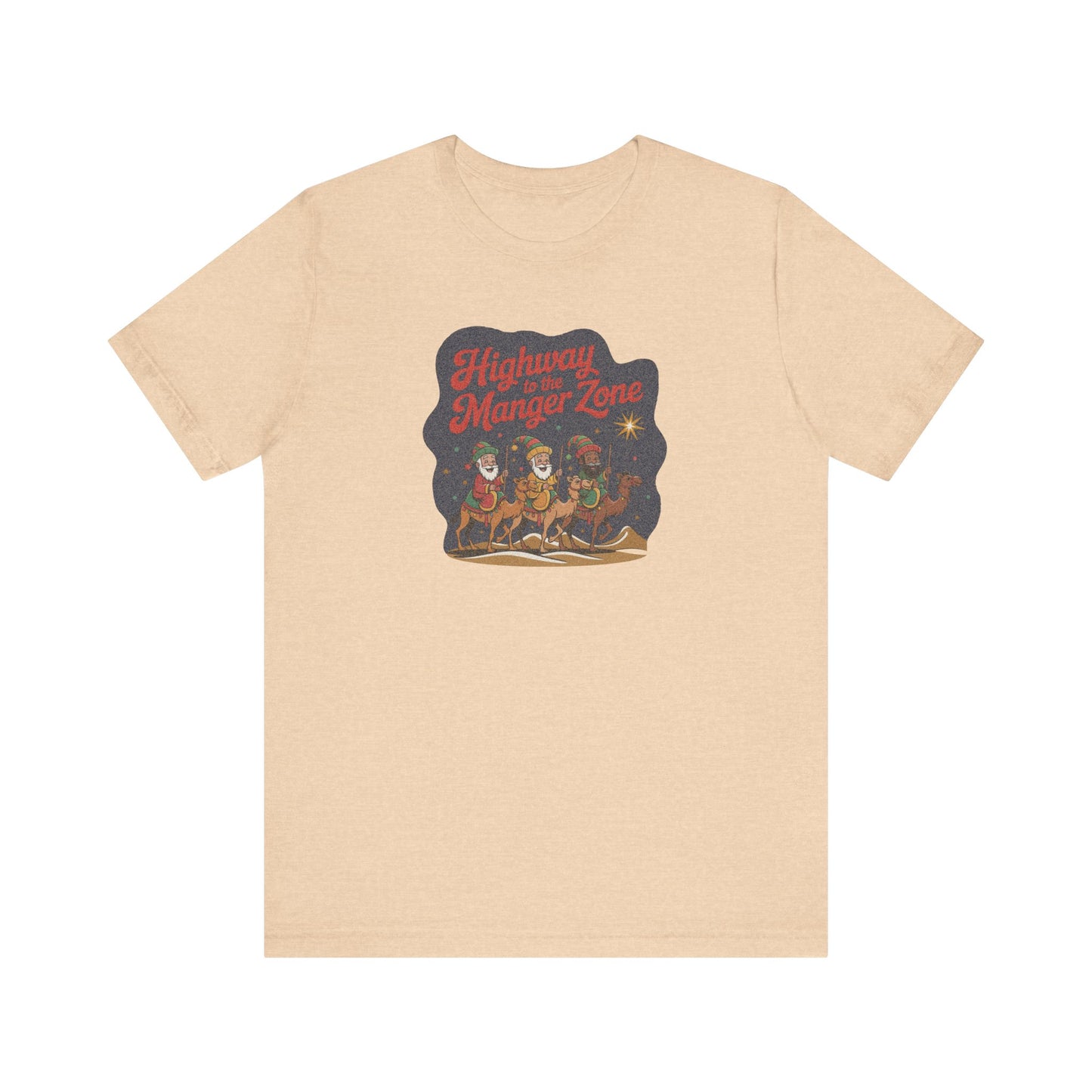 Highway to the Manger Zone — Top Gun Christmas Retro Tee (Light)