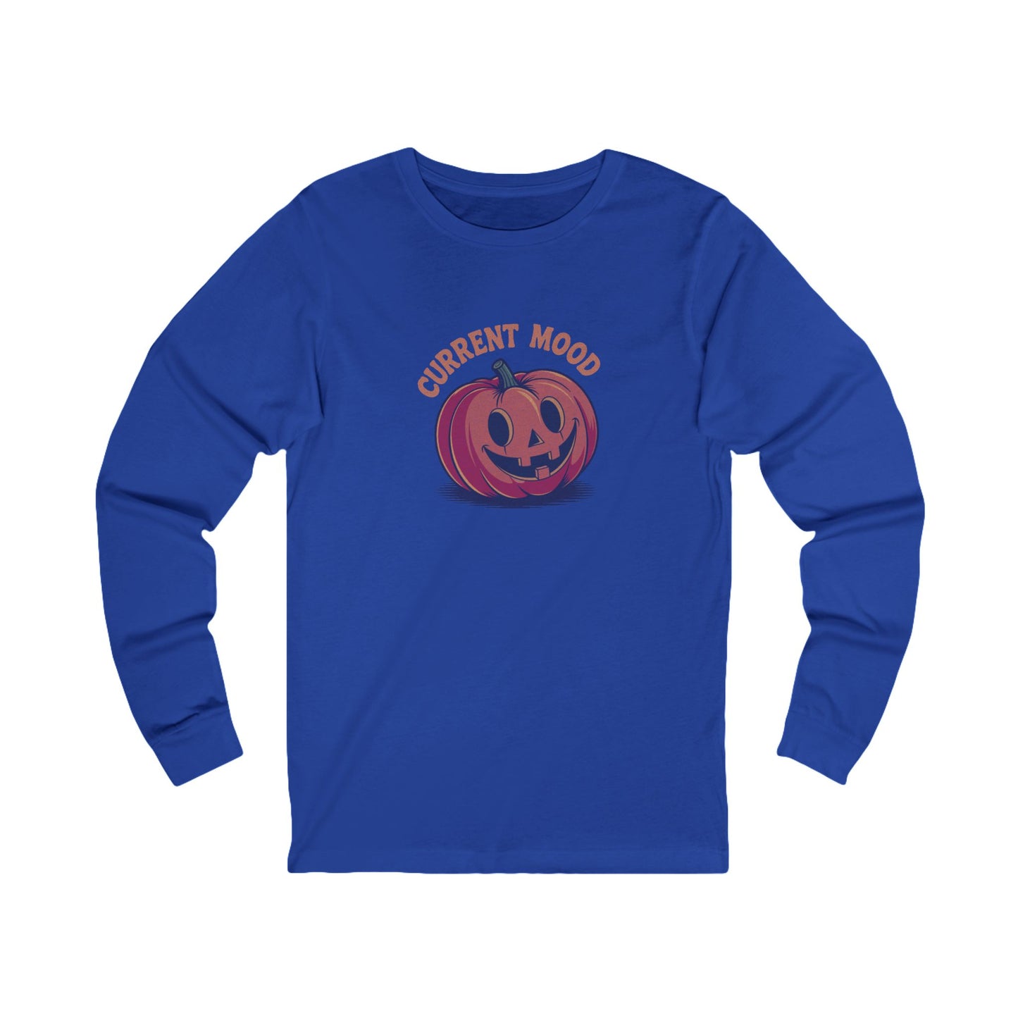Current Mood (Cute Pumpkin) — Retro Halloween Long Sleeve (Dark)