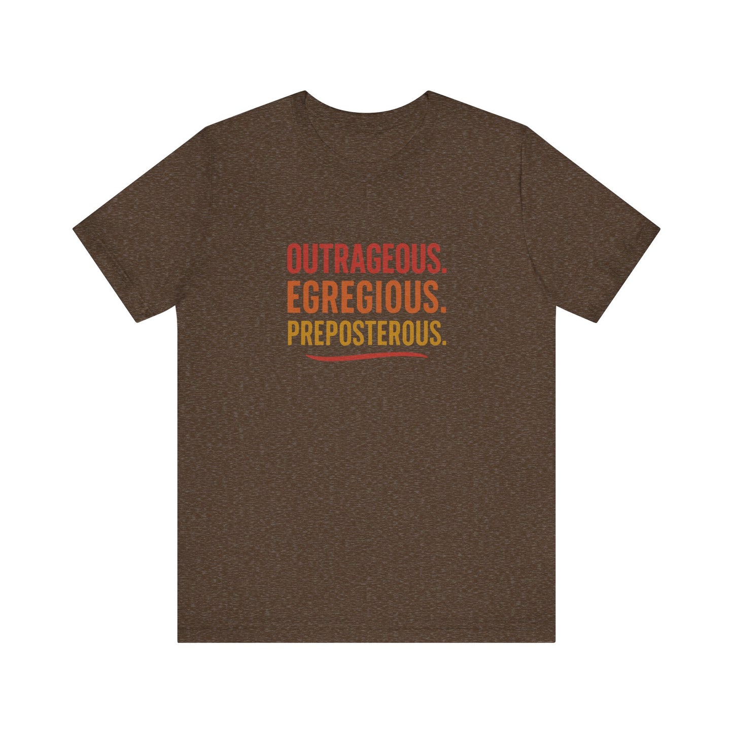 Outrageous Egregious Preposterous (Warm Gradient) — Seinfeld Retro Tee (Dark)
