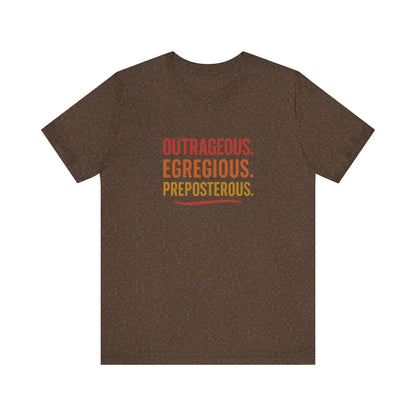 Outrageous Egregious Preposterous (Warm Gradient) — Seinfeld Retro Tee (Dark)