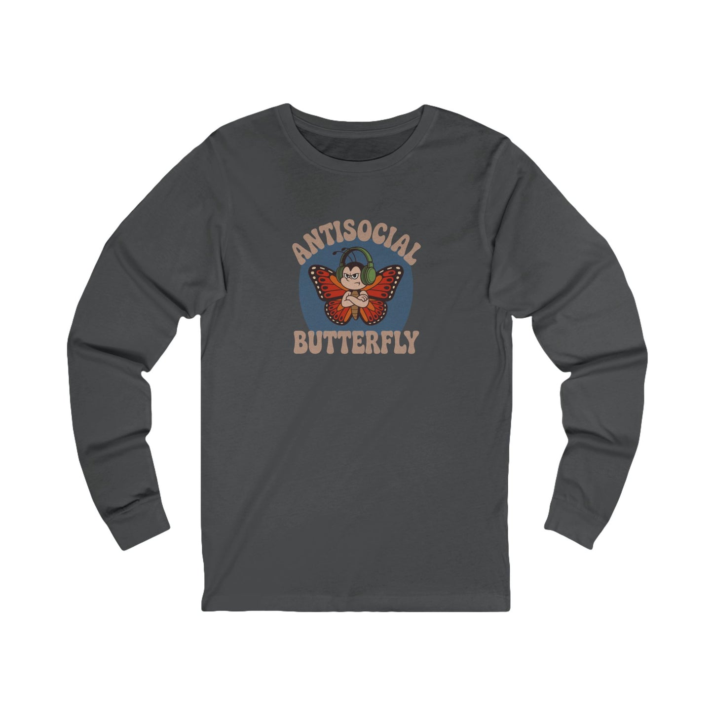 Antisocial Butterfly (Male) — Retro Workout Long Sleeve (Dark)