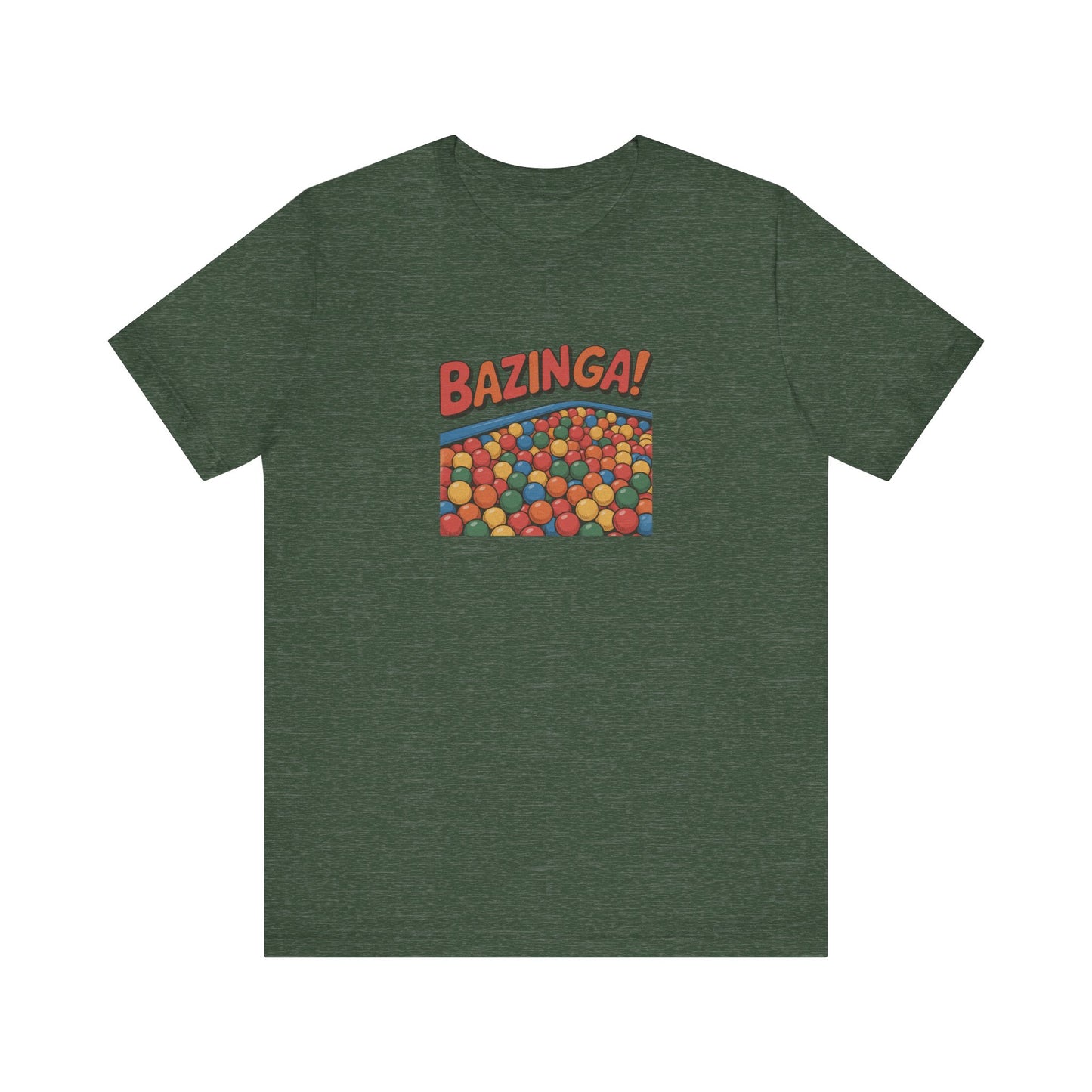 Bazinga! Ball Pit — Big Bang Theory Retro Tee (Dark)
