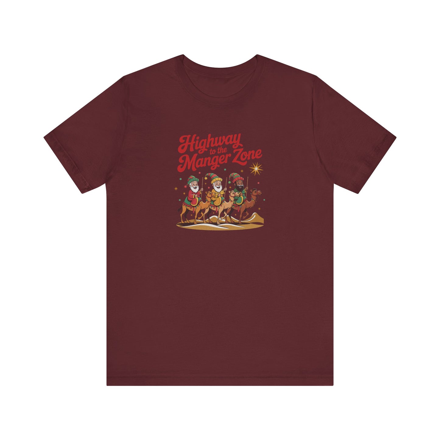 Highway to the Manger Zone — Top Gun Christmas Retro Tee (Dark)